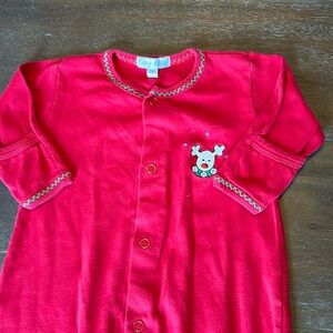 Kissy Kissy Pima Cotton Red Christmas Reindeer Convertible Gown/Sleeper